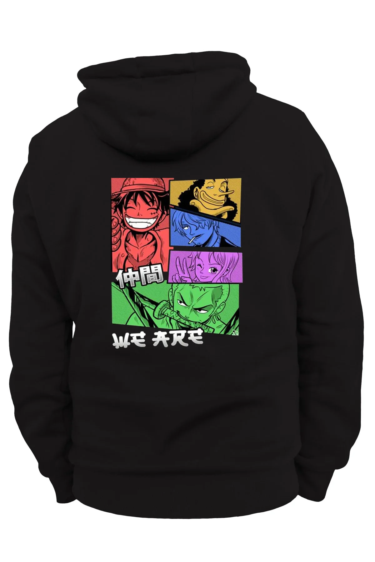 One Piece Arka Baskılı, %100 Pamuk, 3 Ipl. Şardonlu, Içi Polar, Çok Kalın Hoodie