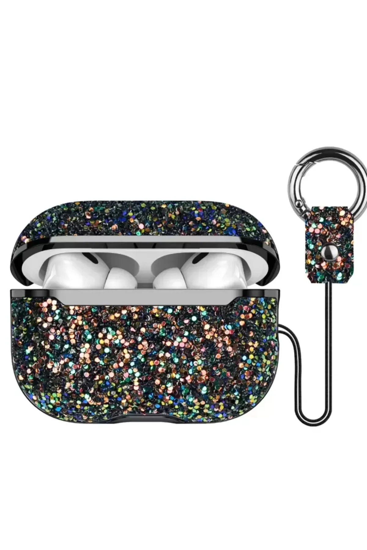 Onegif Airpods Pro 2 (2.nesil) Bright Simli Airpods Kapak - Siyah