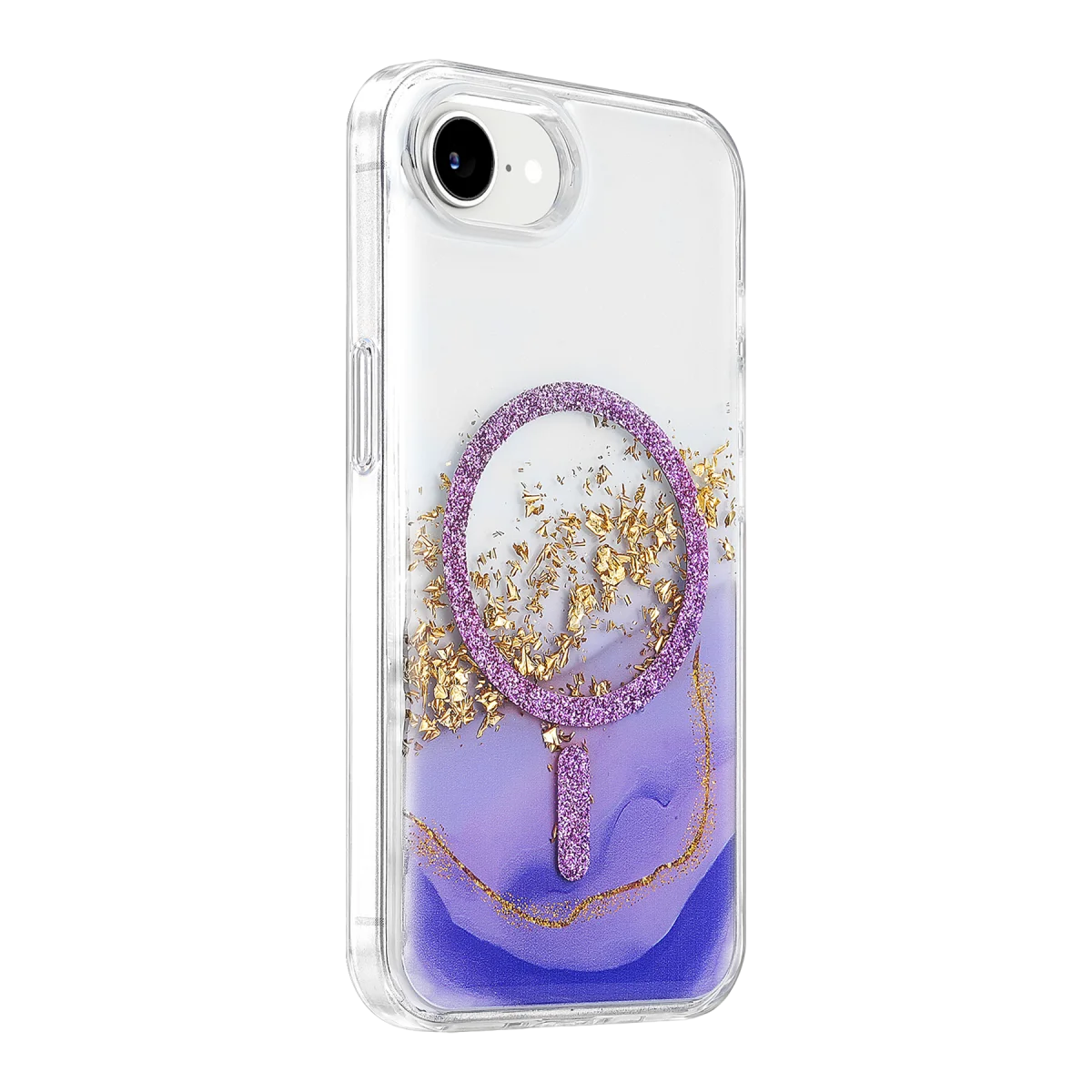 Onegif Apple iPhone 17E Lotus Simli Magsafe Kapak - Mor Onegif Apple iPhone 17E Lotus Simli Magsafe Kapak - Mor