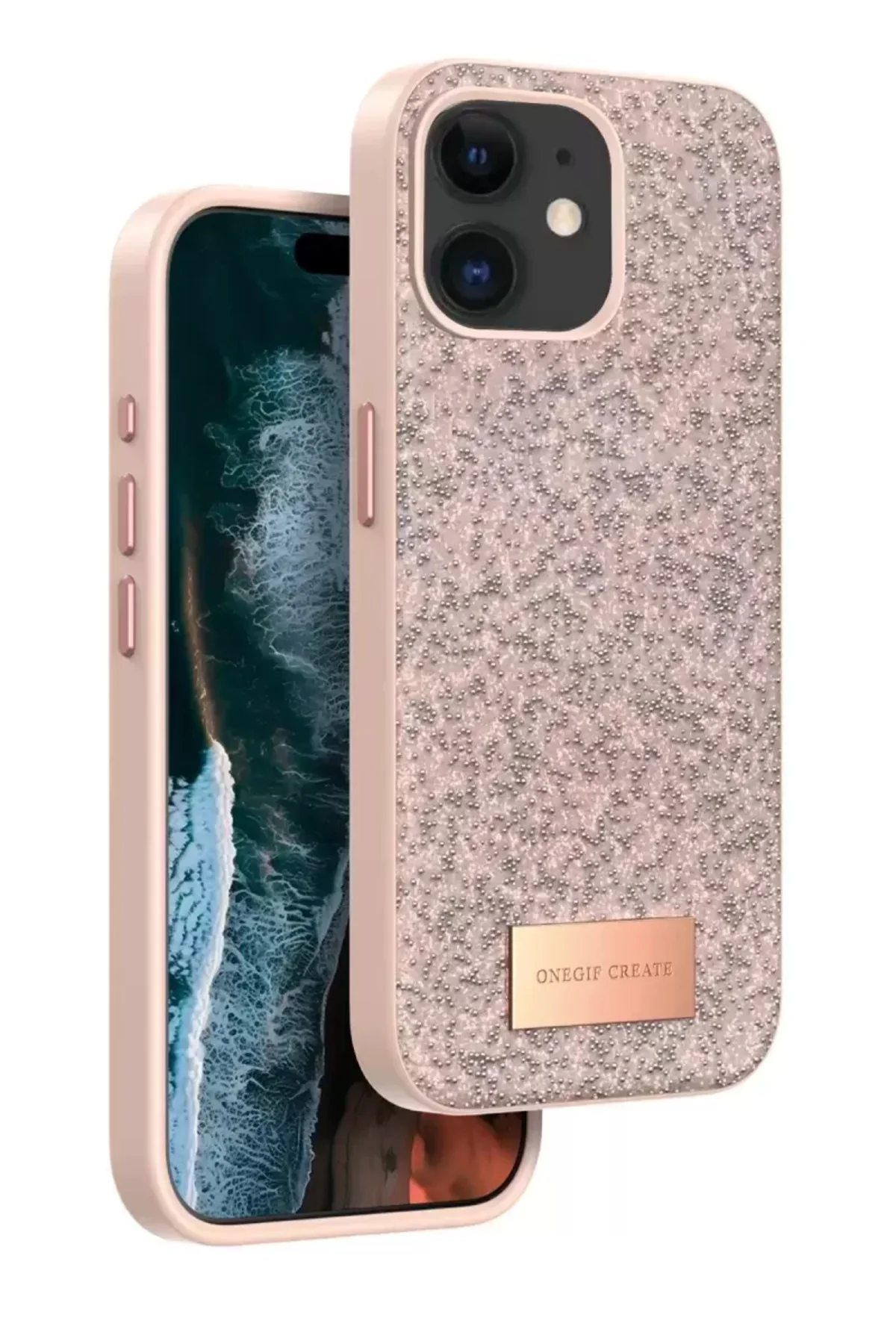 Onegif Apple İphone 11 Bright Simli Kapak - Pembe