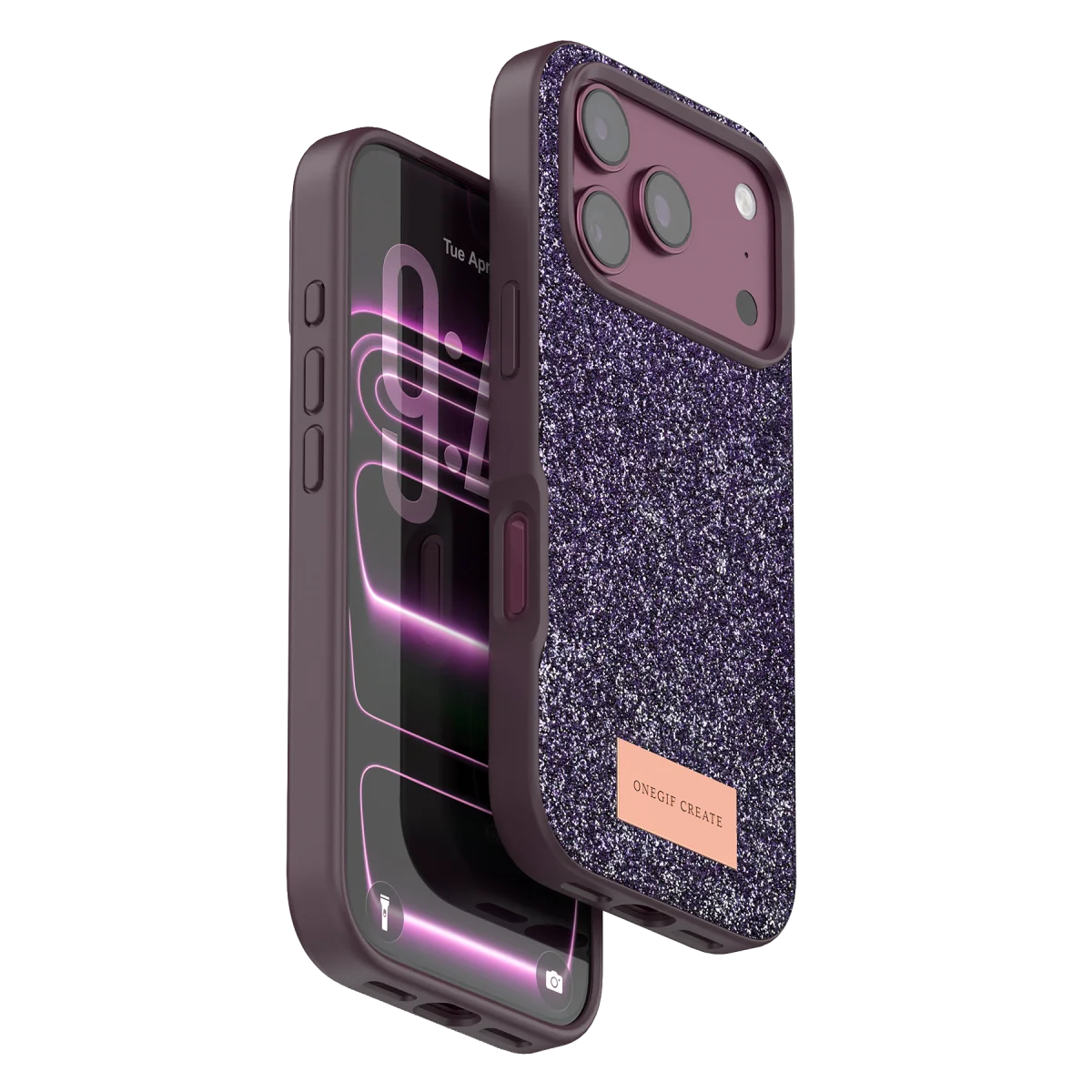 Onegif Apple iPhone 18 Pro Max Bright Simli Kapak - Bordo
