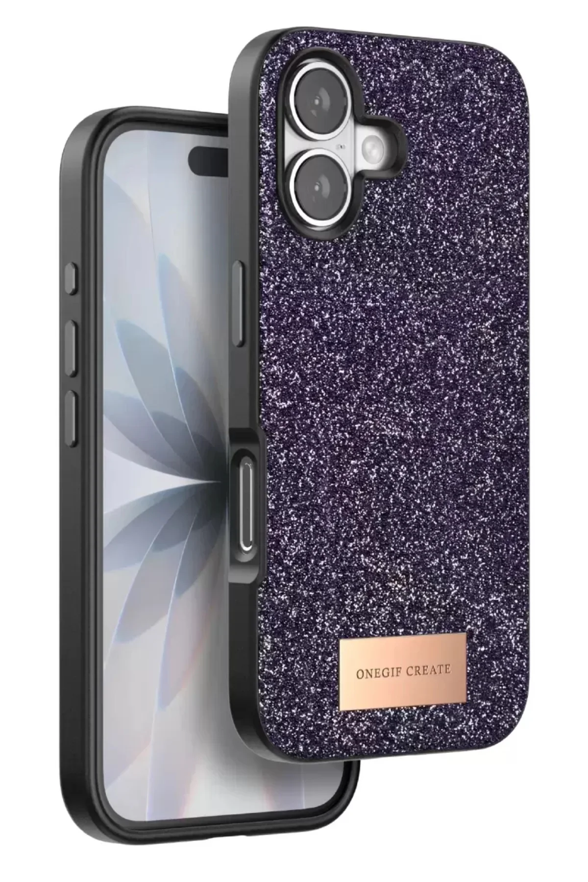 Onegif Apple İphone 17 Bright Simli Kapak - Derin Mor