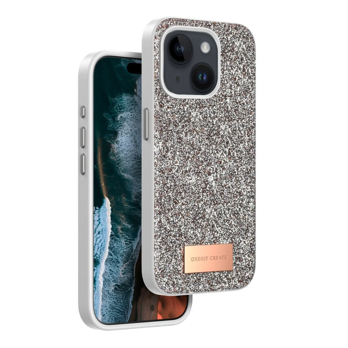 Onegif Apple İphone 14 Bright Simli Kapak - Gold Onegif Apple İphone 14 Bright Simli Kapak - Gold