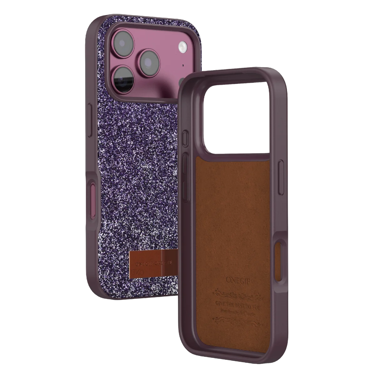 Onegif Apple iPhone 18 Pro Bright Simli Kapak - Bordo