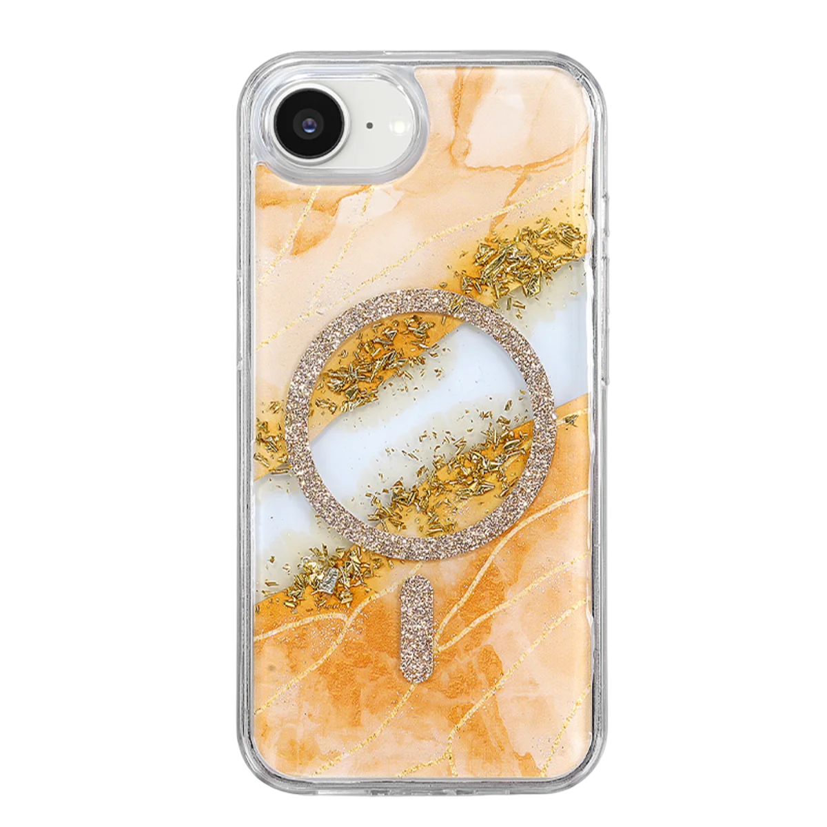 Onegif Apple iPhone 17E Lotus Simli Magsafe Kapak - Turuncu