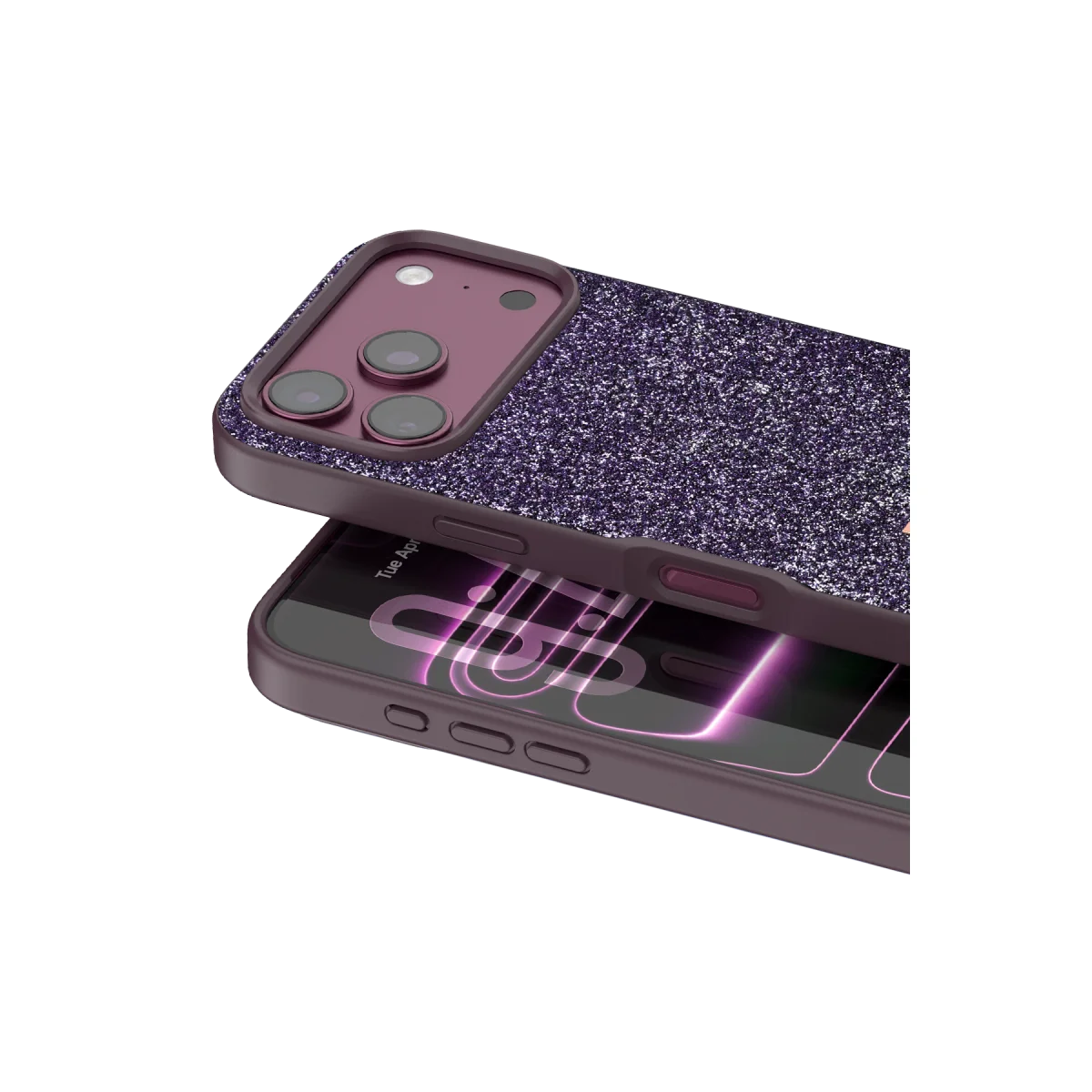 Onegif Apple iPhone 18 Pro Max Bright Simli Kapak - Bordo