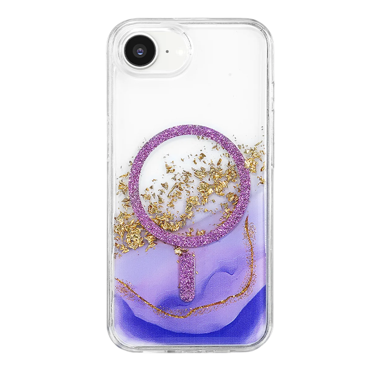 Onegif Apple iPhone 17E Lotus Simli Magsafe Kapak - Mor Onegif Apple iPhone 17E Lotus Simli Magsafe Kapak - Mor