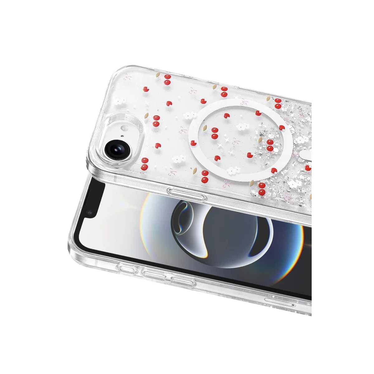 Onegif Apple İphone 17e Misk Simli Magsafe Kapak - Desen 5