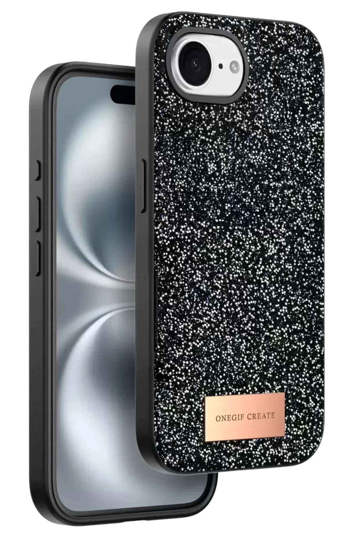 Onegif Apple İphone 16e Bright Simli Kapak - Siyah