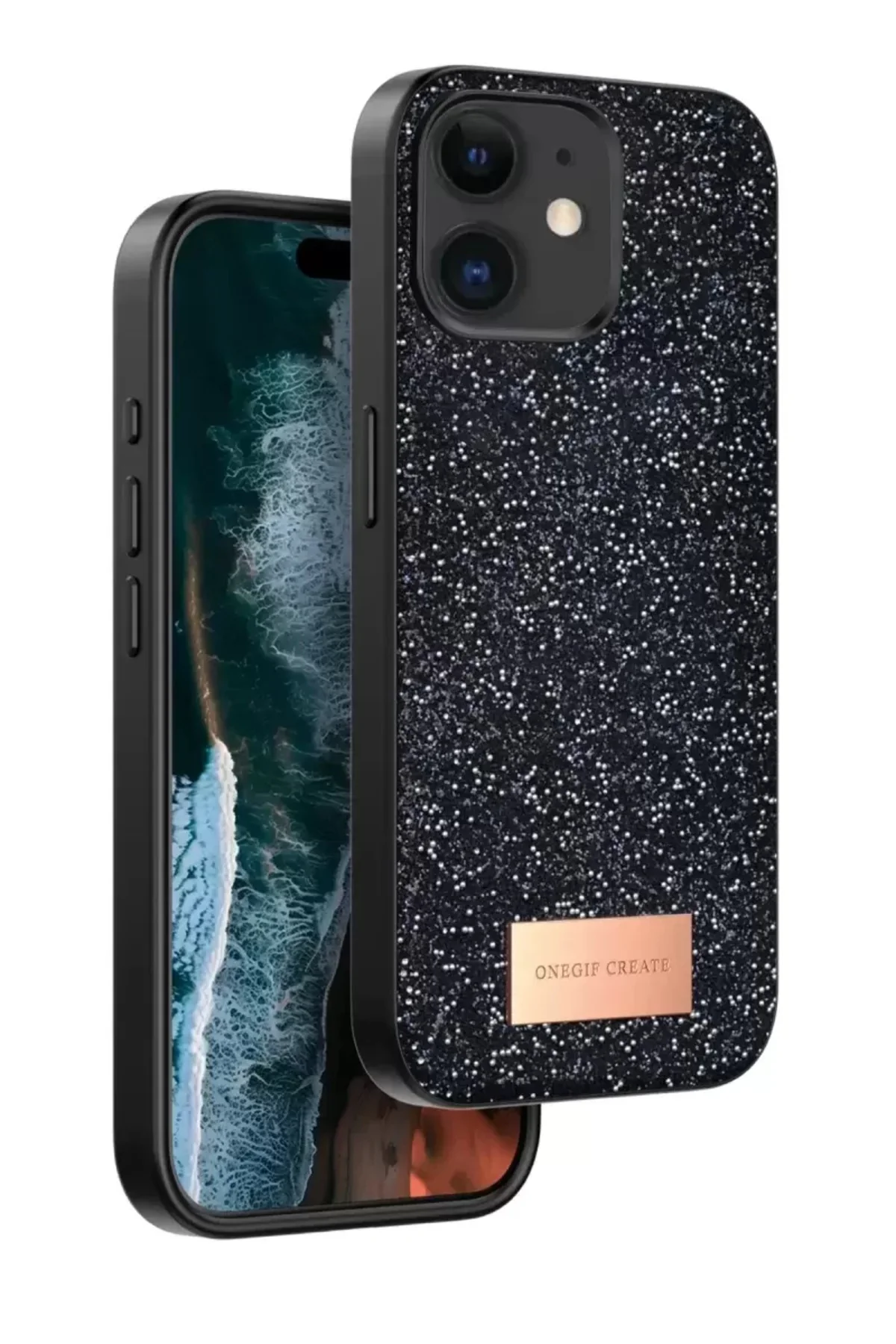 Onegif Apple İphone 11 Bright Simli Kapak - Siyah