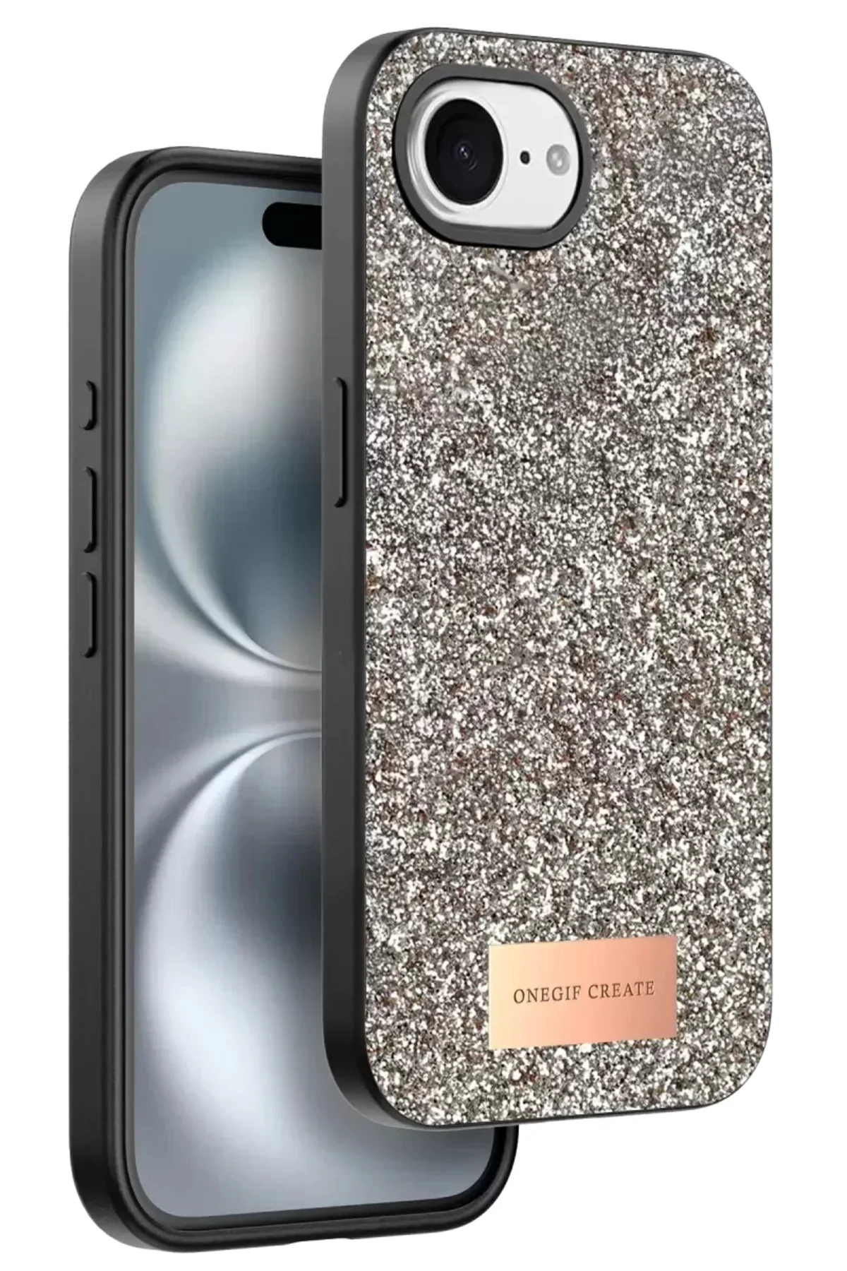 Onegif Apple İphone 16e Bright Simli Kapak - Çöl Titanyum