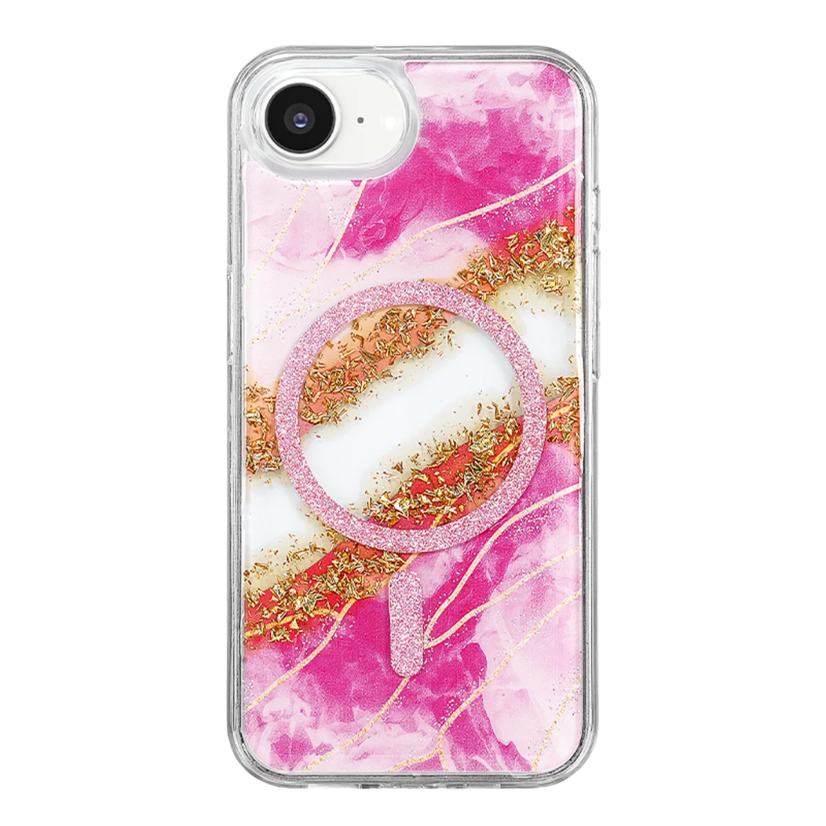 Onegif Apple iPhone 17E Lotus Simli Magsafe Kapak - Pembe Onegif Apple iPhone 17E Lotus Simli Magsafe Kapak - Pembe