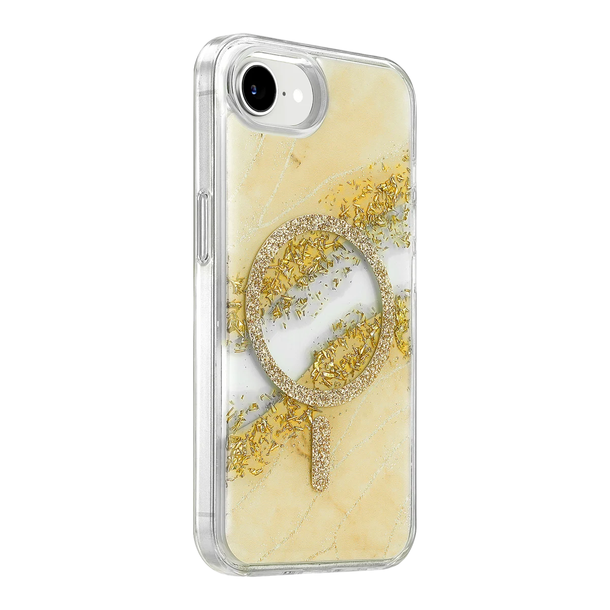 Onegif Apple iPhone 17E Lotus Simli Magsafe Kapak - Gümüş