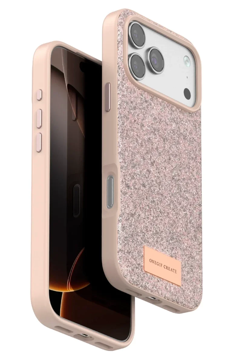 Onegif Apple iPhone 17 Pro Max Bright Simli Kapak - Pembe