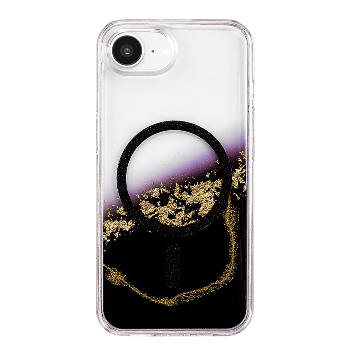 Onegif Apple iPhone 17E Lotus Simli Magsafe Kapak - Siyah