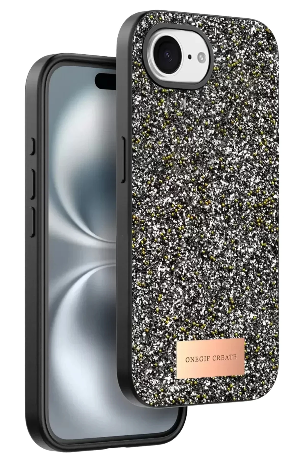 Onegif Apple İphone 16e Bright Simli Kapak - Gümüş