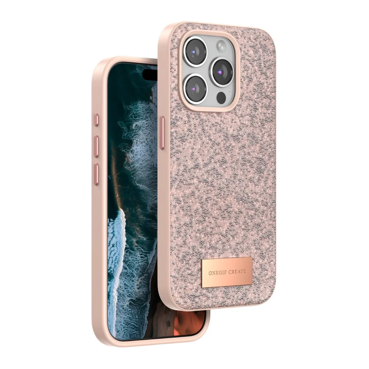 Onegif Apple İphone 14 Pro Max Bright Simli Kapak - Pembe Onegif Apple İphone 14 Pro Max Bright Simli Kapak - Pembe