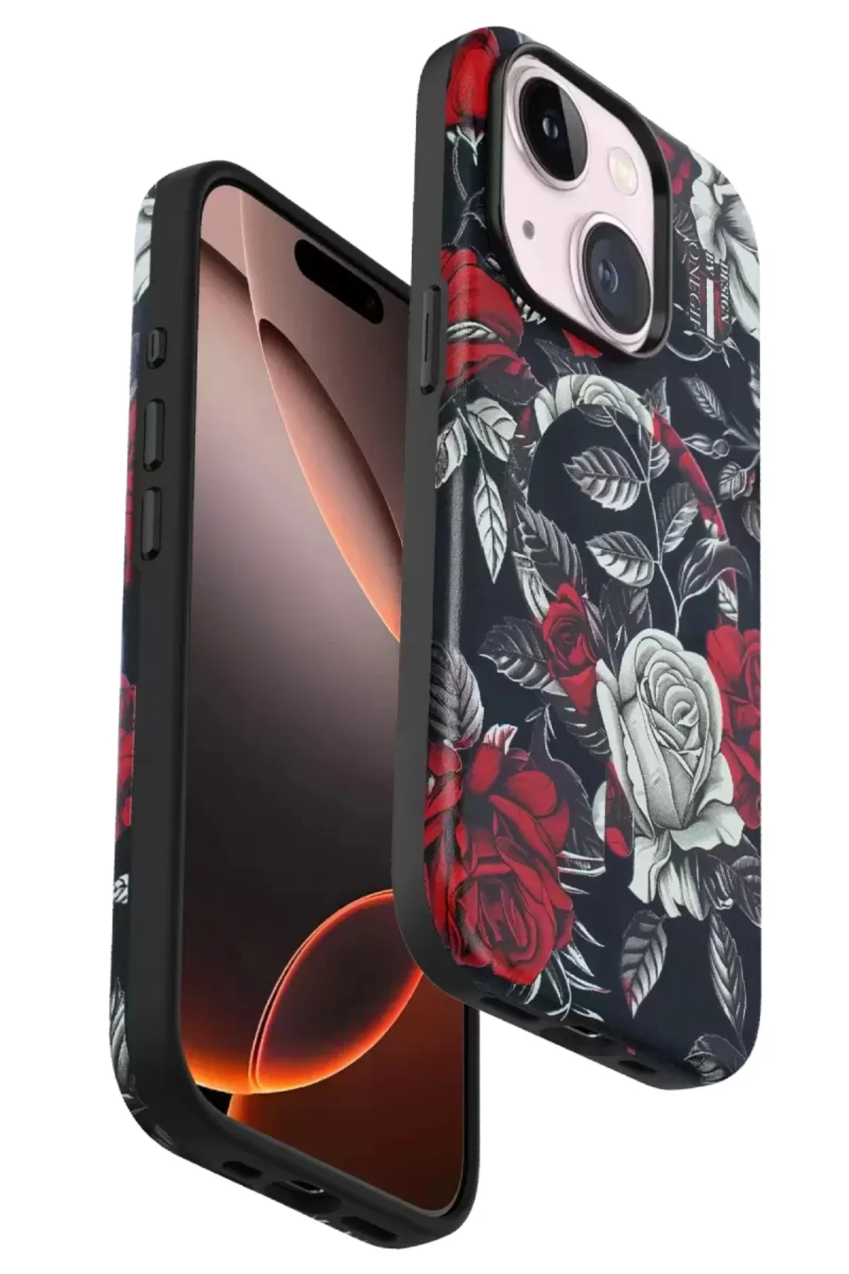 Onegif İphone 15 Plus Flower Series Magsafe Kapak - Siyah