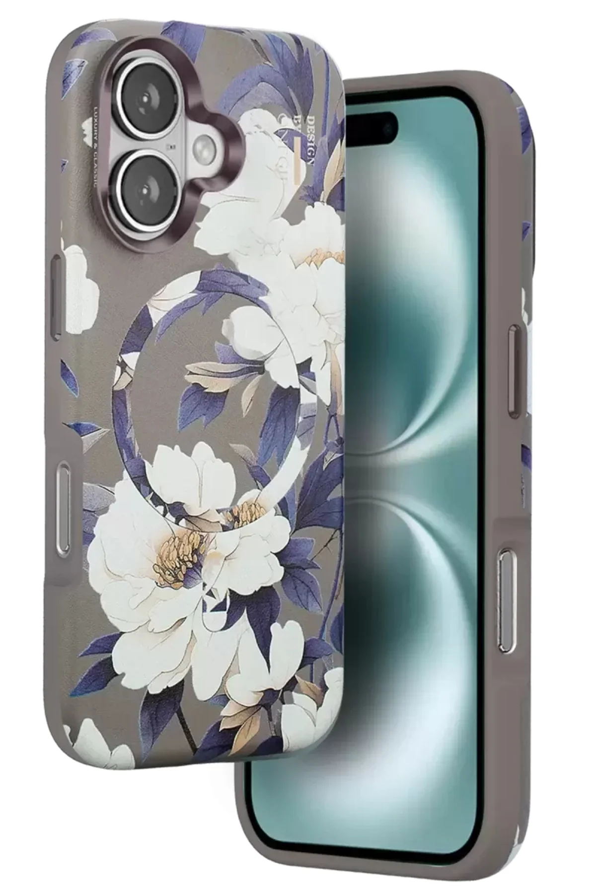 Onegif İphone 16 Flower Series Magsafe Kapak - Gri