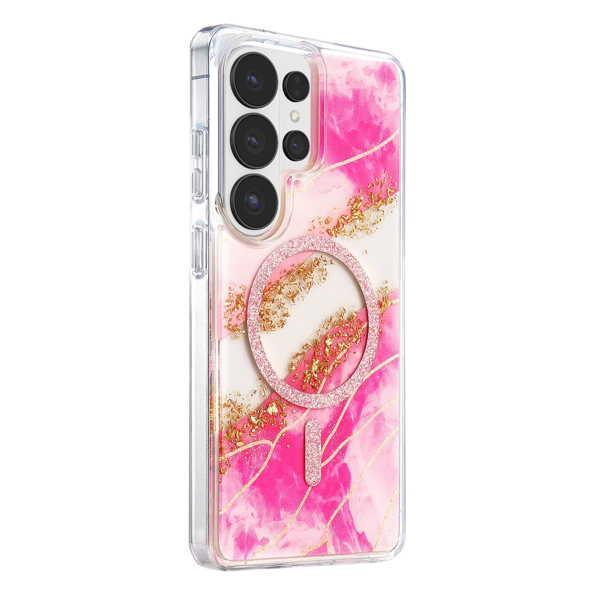 Onegif Samsung Galaxy S26 Ultra Lotus Simli Magsafe Kapak - Pembe Onegif Samsung Galaxy S26 Ultra Lotus Simli Magsafe Kapak - Pembe