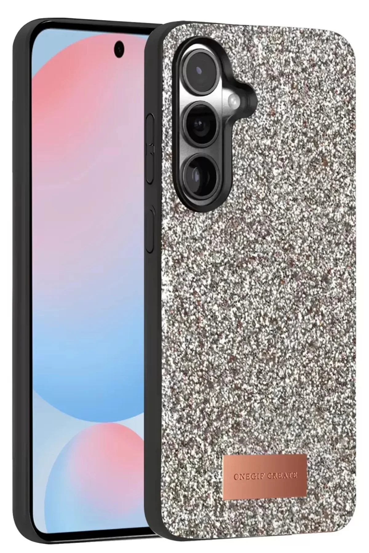 Onegif Samsung Galaxy S24 Plus Bright Simli Kapak - Gümüş