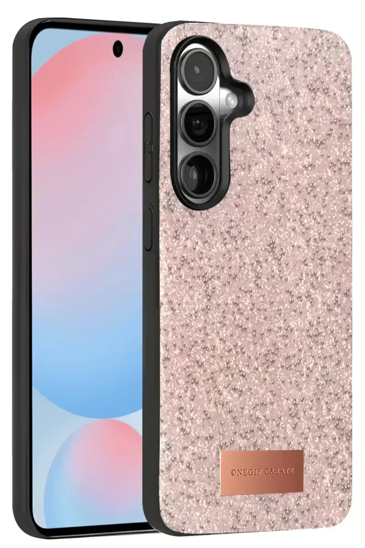 Onegif Samsung Galaxy S24 Fe Bright Simli Kapak - Pembe