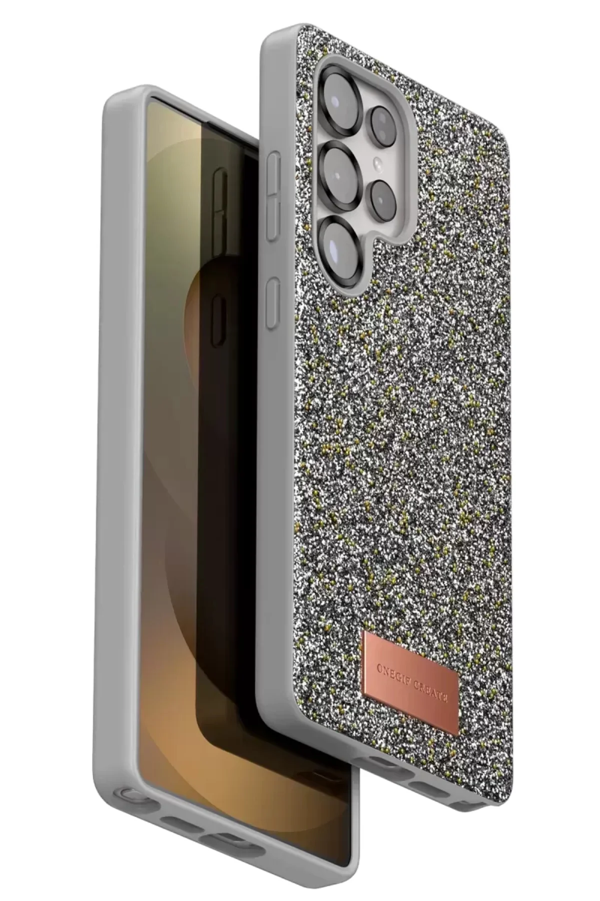 Onegif Samsung Galaxy S25 Ultra Bright Simli Kapak - Gümüş