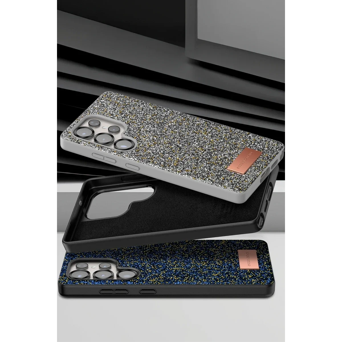 Onegif Samsung Galaxy S25 Ultra Bright Simli Kapak - Siyah