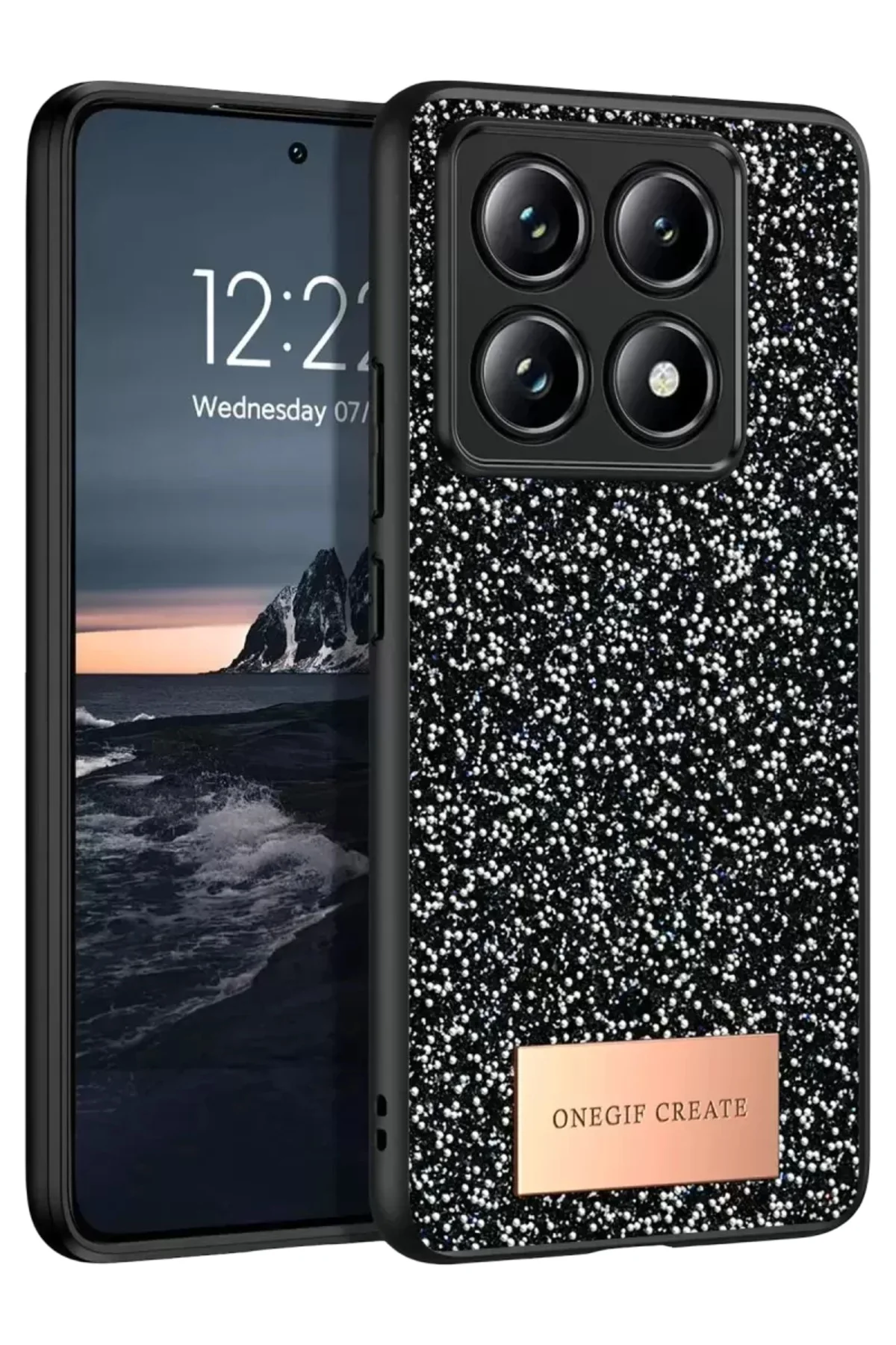 Onegif Xiaomi Mi 14t Pro Bright Simli Kapak - Siyah