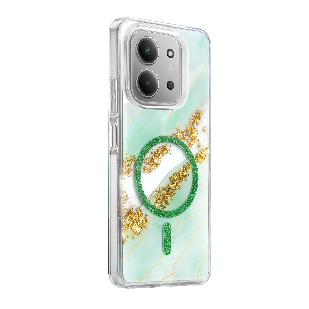 Onegif Xiaomi Redmi 15C 4G Lotus Simli Magsafe Kapak - Yeşil