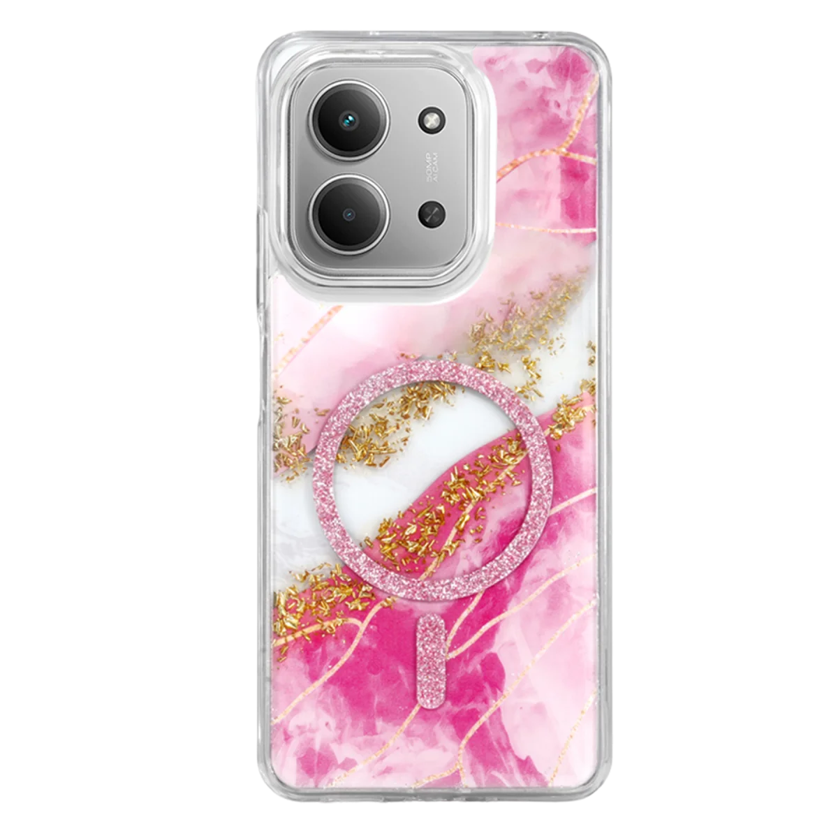 Onegif Xiaomi Redmi 15C 4G Lotus Simli Magsafe Kapak - Pembe Onegif Xiaomi Redmi 15C 4G Lotus Simli Magsafe Kapak - Pembe