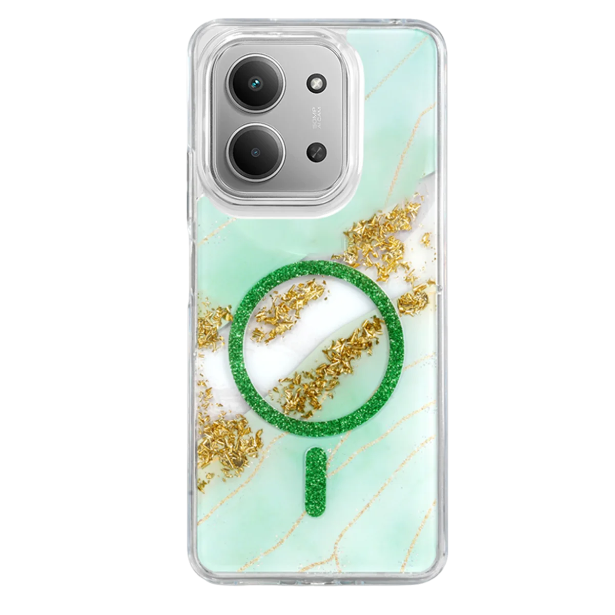 Onegif Xiaomi Redmi 15C 4G Lotus Simli Magsafe Kapak - Yeşil