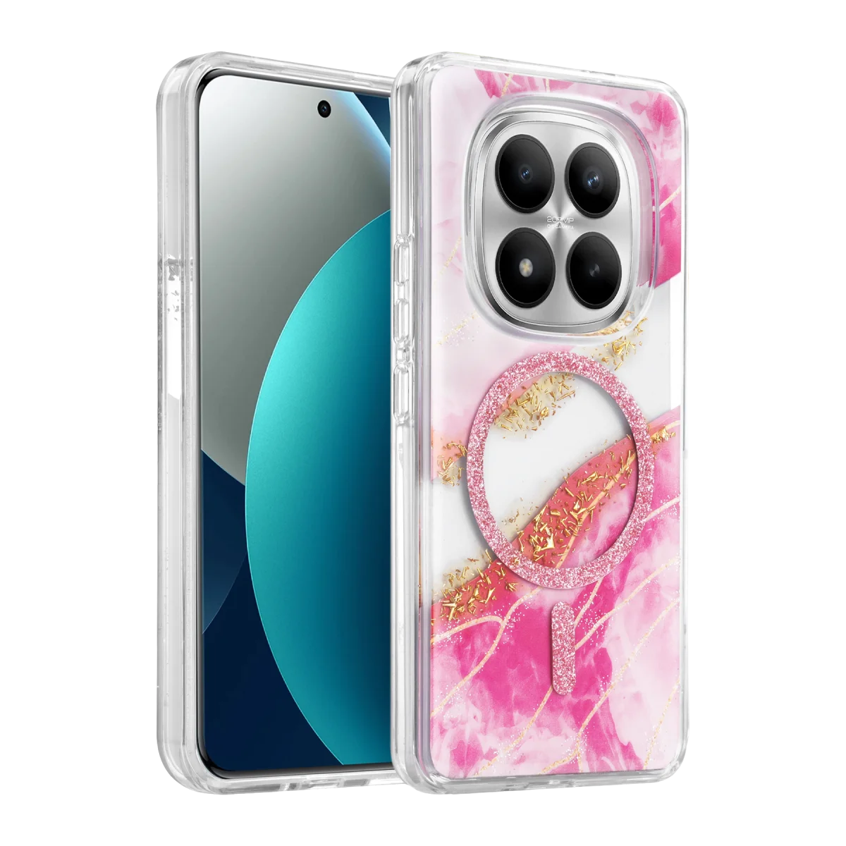Onegif Xiaomi Redmi Note 15 Pro Plus 5G Lotus Simli Magsafe Kapak - Pembe