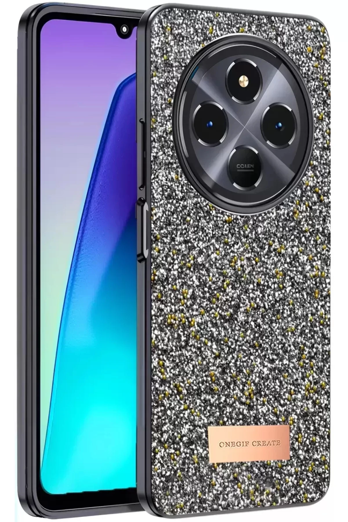 Onegif Xiaomi Redmi 14c Bright Simli Kapak - Gümüş