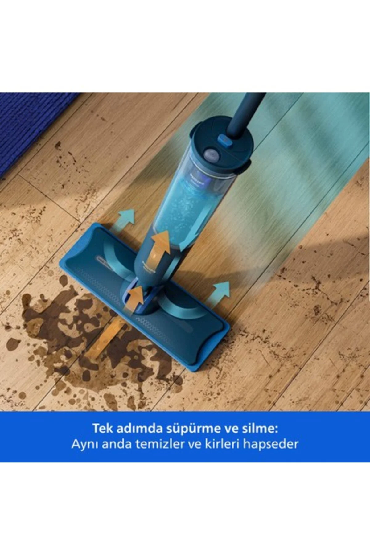 OneUp 3000 Serisi Elektrikli Mop, XV3101/01, Kablosuz, Bakterilere karşı %99,9 etkili, 360 derece başlı OneUp 3000 Serisi Elektrikli Mop, XV3101/01, Kablosuz, Bakterilere karşı %99,9 etkili, 360 derece başlı