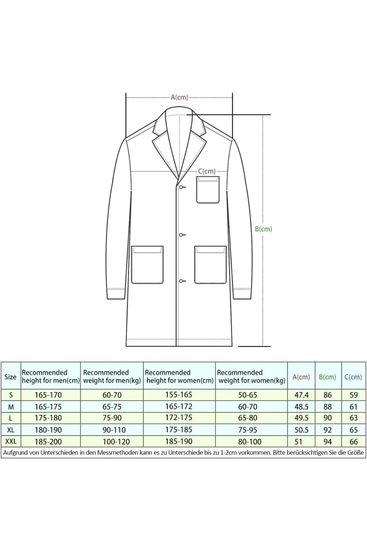 Önlük, laboratuvar önlüğü, doktor önlüğü, kadınlar ve erkekler için doktor önlüğü,