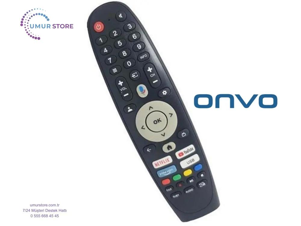 Onvo Google Televizyon Kumandası-Mikrofonlu