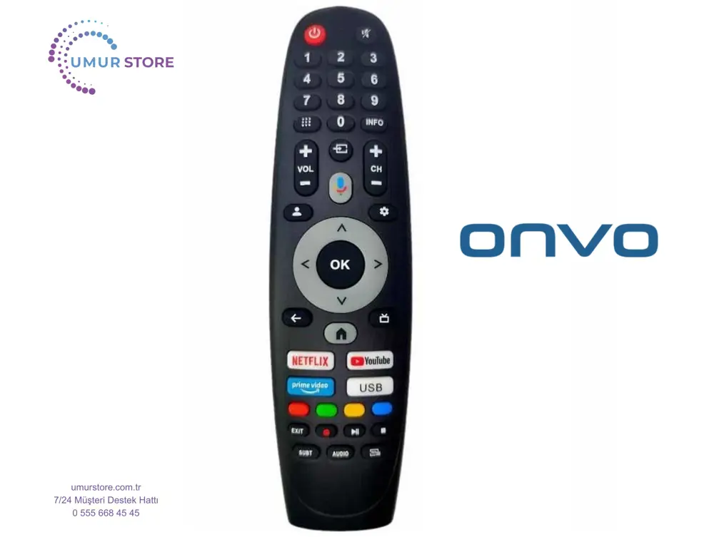Onvo Google Televizyon Kumandası-Mikrofonlu