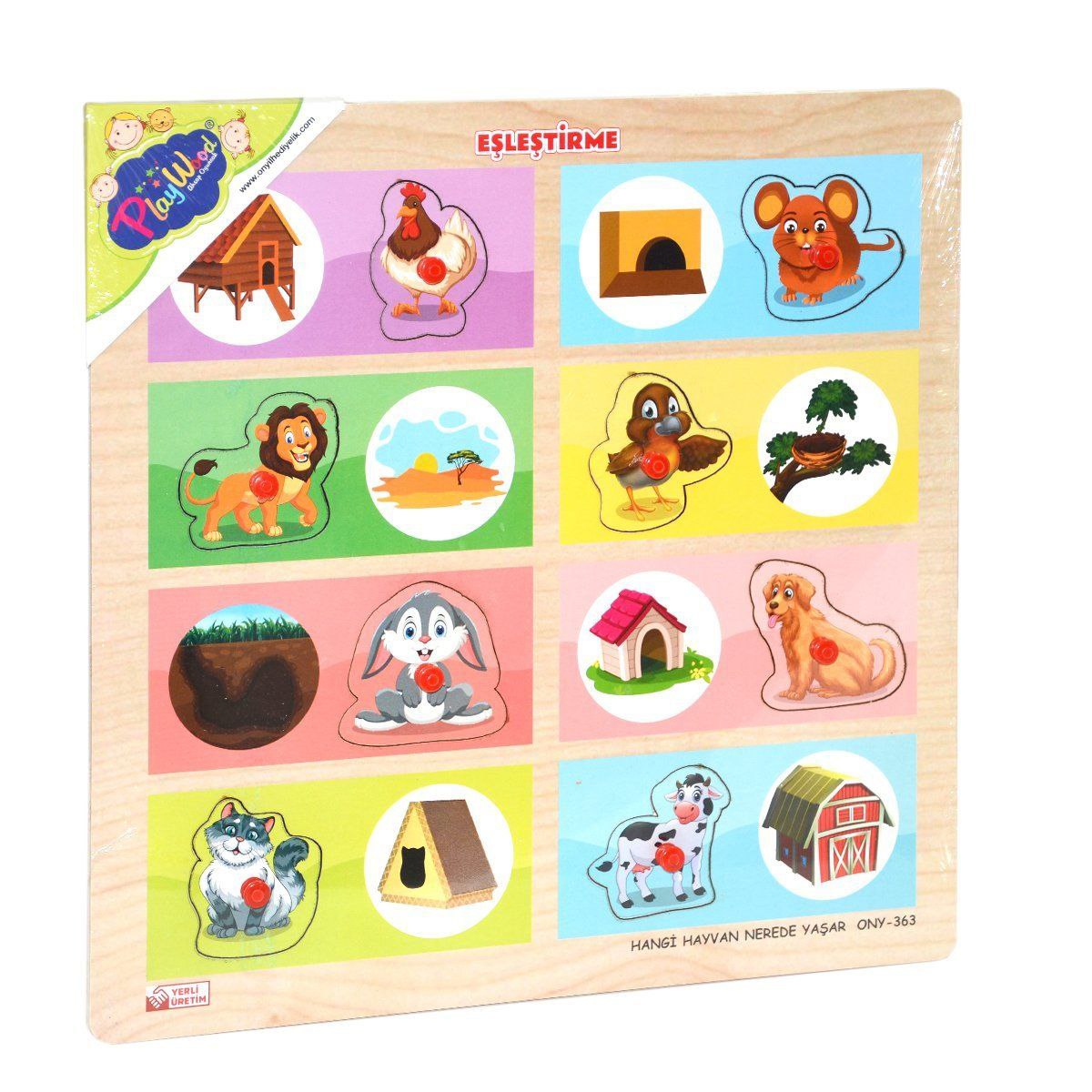 ONY-363-364 Ahşap Tutmalı Eşleştirme Hangi Hayvan Nerede Yaşar -O