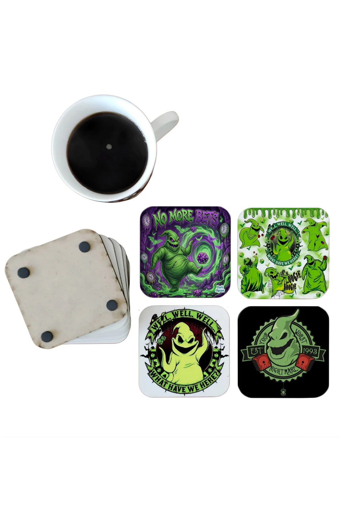 Oogie Boogie Dekoratif Ahşap Bardak Altlığı Seti 070