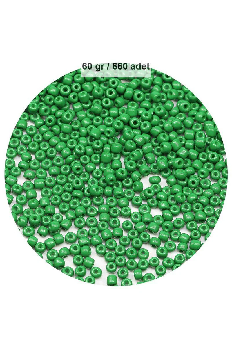 Opak Yeşil 4 mm Cam Boncuk – 60 Gram / 660 Adet Tohum Boncuk, Oya ve Bileklik Yapımı İçin Opak Yeşil 4 mm Cam Boncuk – 60 Gram / 660 Adet Tohum Boncuk, Oya ve Bileklik Yapımı İçin