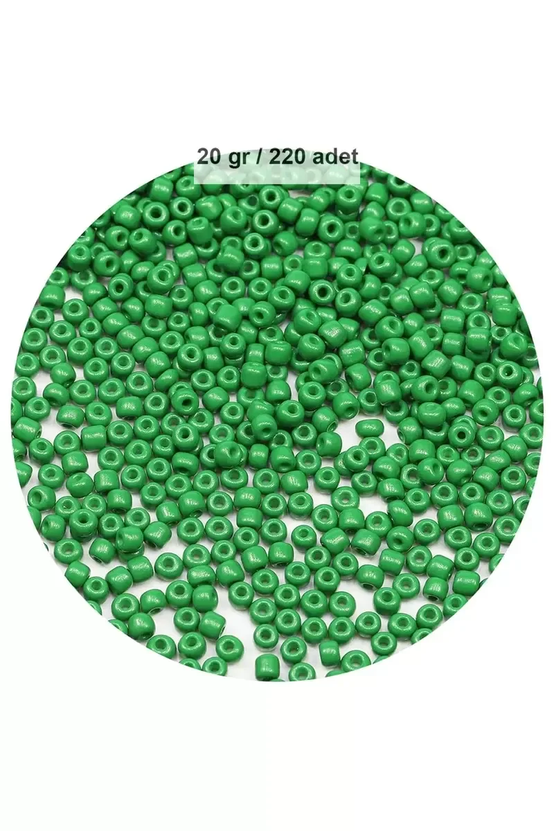 Opak Yeşil Renk 4 mm Yaklaşık 220 adet/20 gram Cam Boncuk Oya Yaz