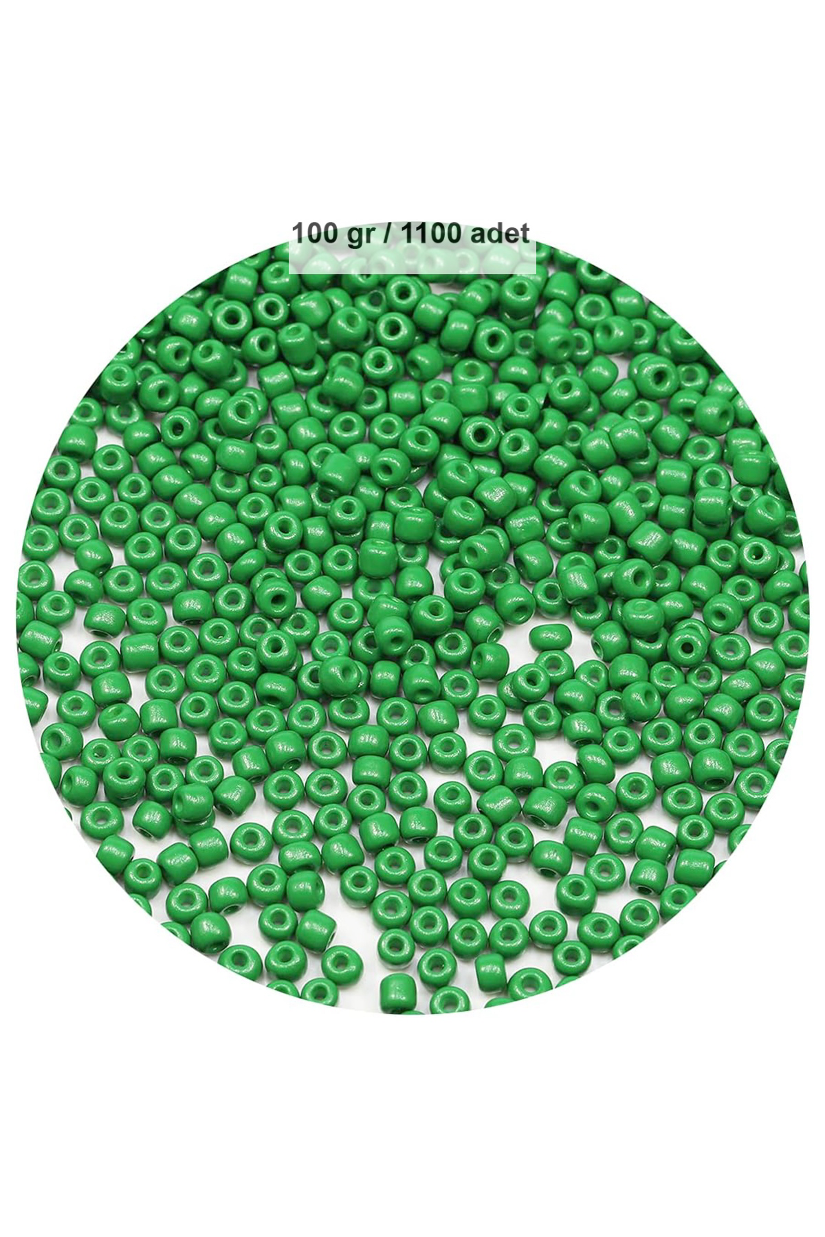 Opak Yeşil Renk 4 mm Yaklaşık 1100 adet / 100 gram Cam Boncuk Oya