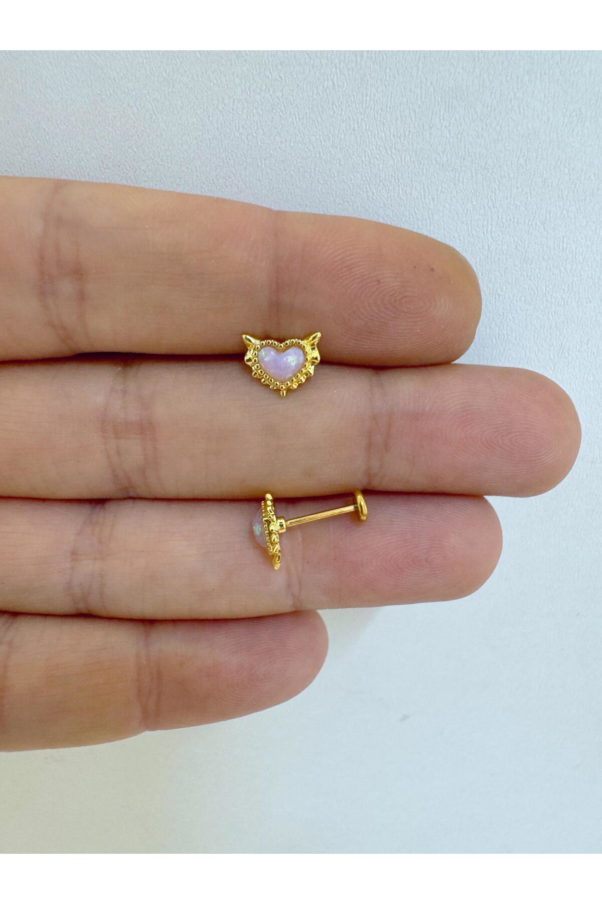OPAL TAŞ KALPLİ ARKASI DÜZ TRAGUS HELİX CONCH LOBE UYUMLU 1 ADET PİERCİNG Fiyatı, Yorumları ve Özellikleri