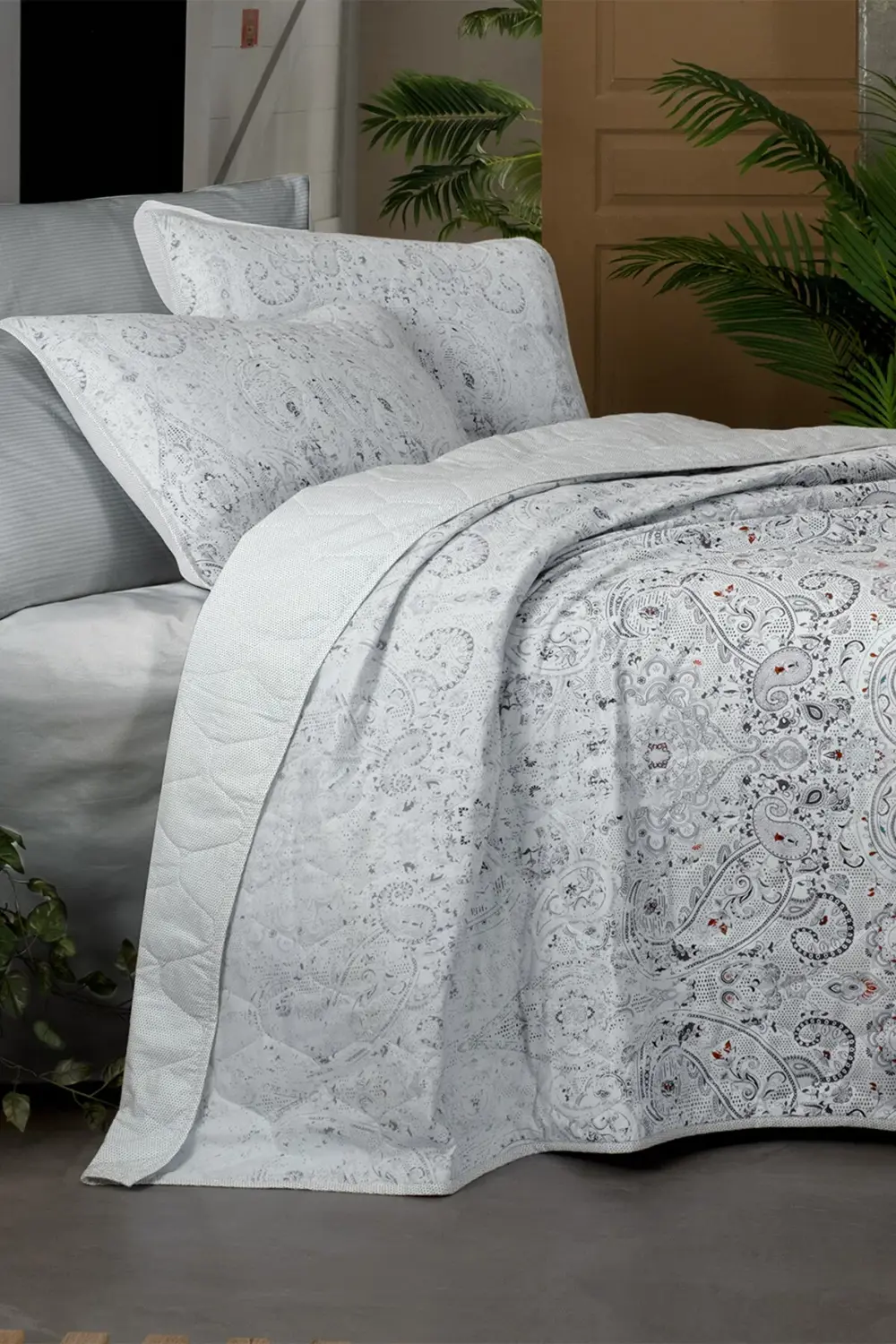 Opava Gri Mood Comfort Çift Kişilik %100 Pamuk Yatak Örtüsü Seti