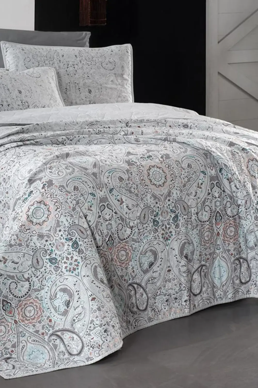 Opava Gri Mood Comfort Çift Kişilik %100 Pamuk Yatak Örtüsü Seti