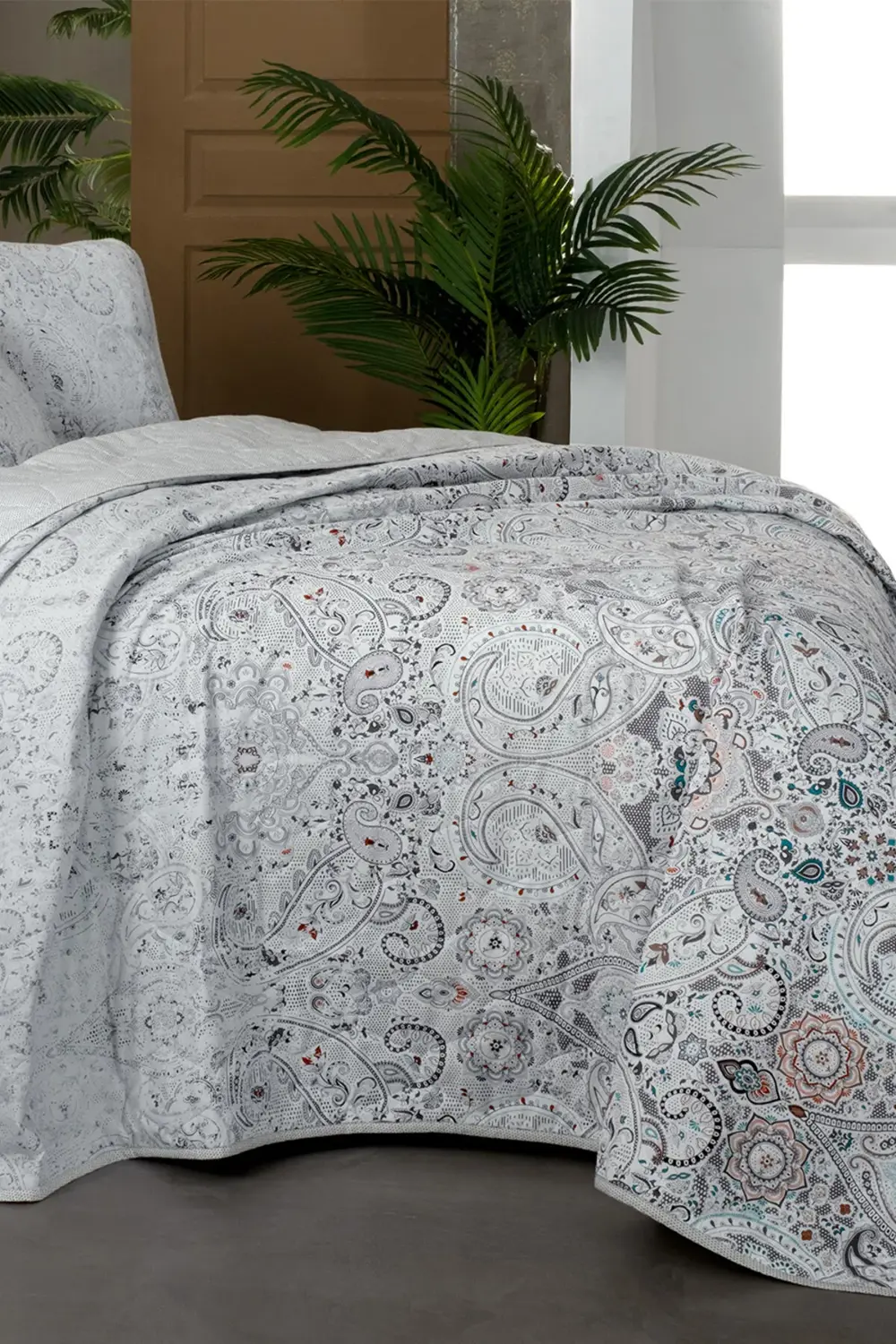 Opava Gri Mood Comfort Çift Kişilik %100 Pamuk Yatak Örtüsü Seti