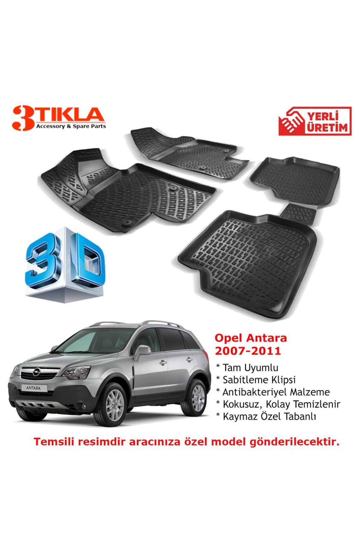 Opel Antara 2007-2011 Premium 3D Havuzlu Paspas Seti