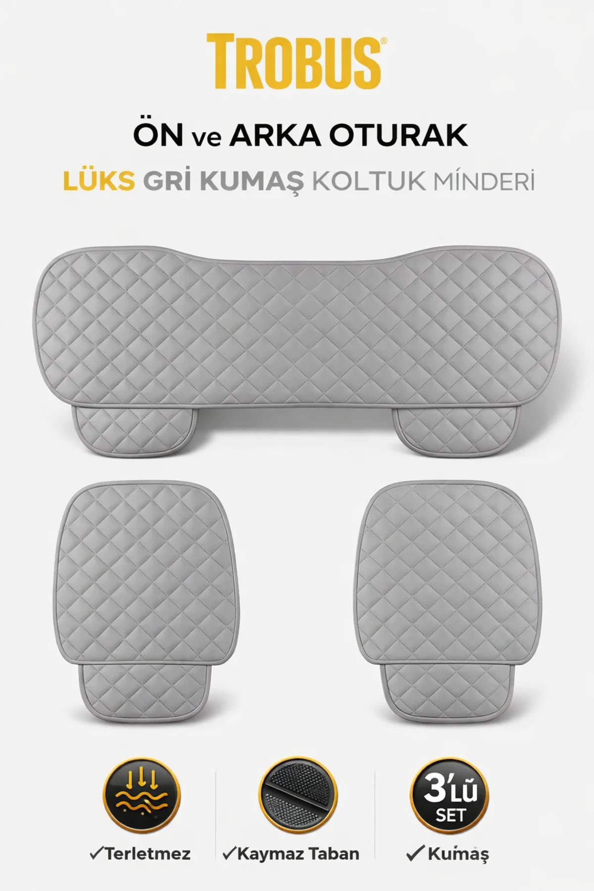 Opel Astra 2000-2004 Kapitone Kumaş 3 Parça Oto Koltuk Minderi Terletmez Kaymaz Taban Gri Fiyatı, Yorumları ve Özellikleri