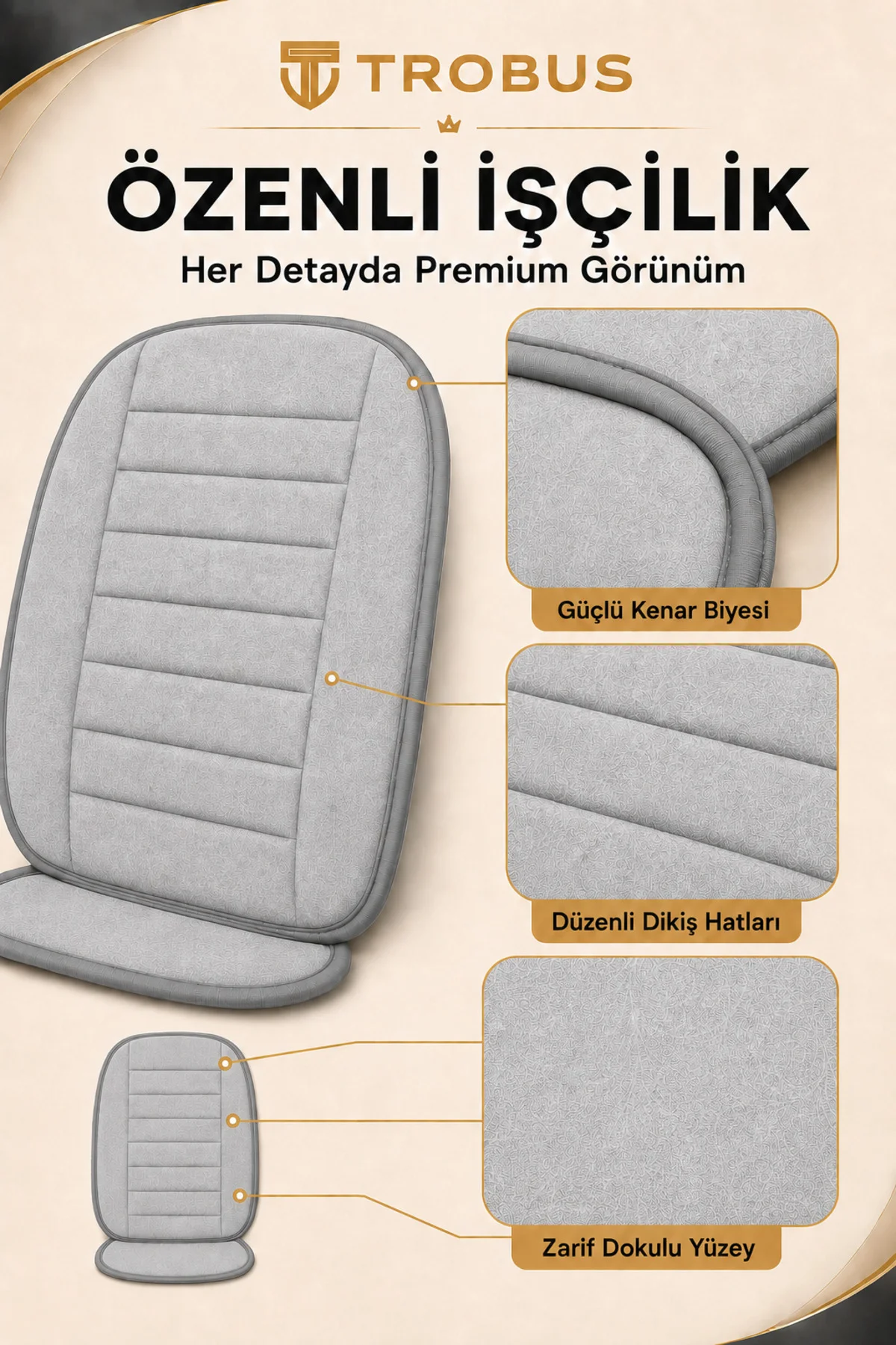 Opel Astra 2000-2004 Baby Face Soft Alcantara Çizgili 7'li Oto Koltuk Minderi Gri Fiyatı, Yorumları ve Özellikleri